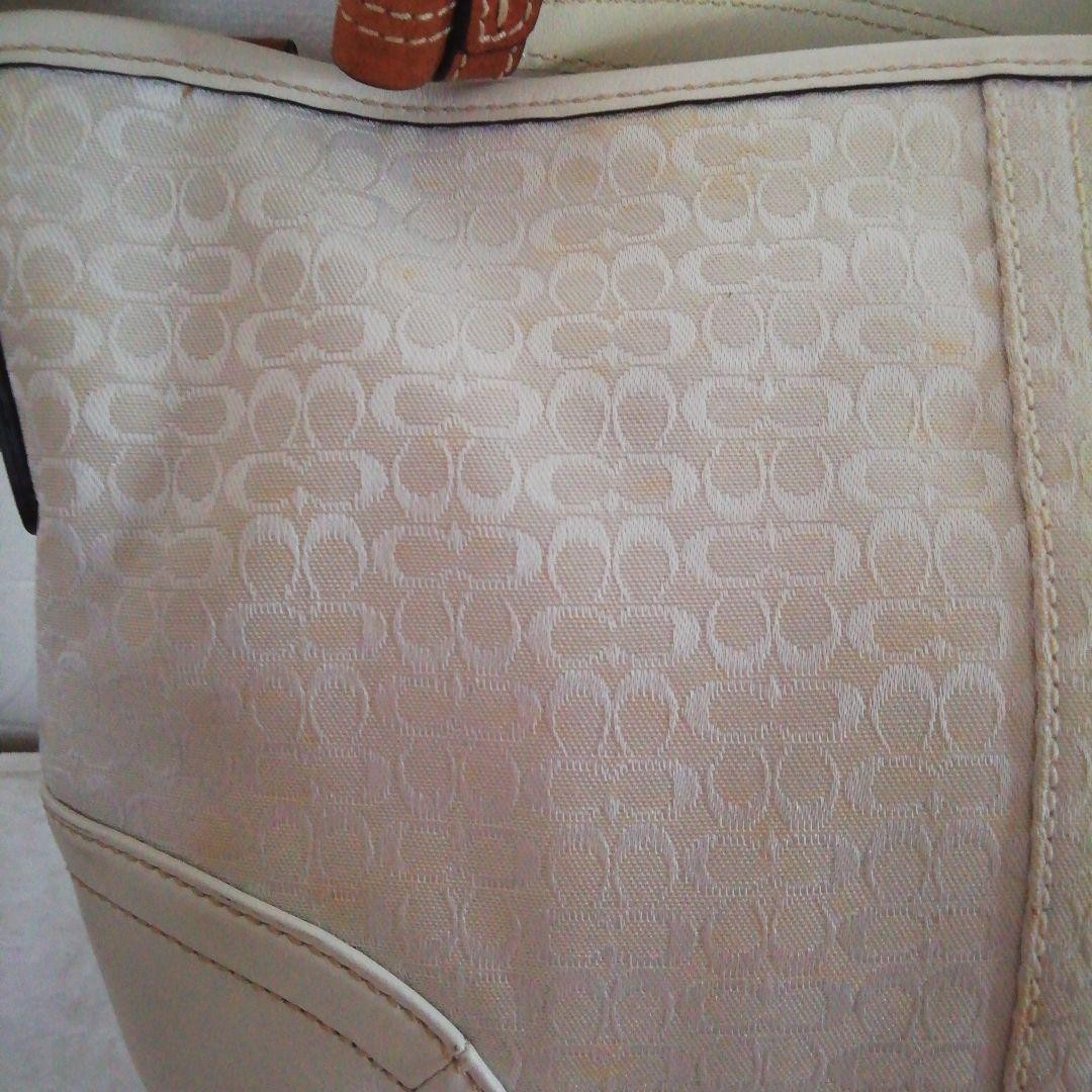 COACH Signature Leather Shoulder Bag White Authentic Women's Crossbody Bag image 9