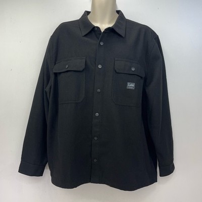 Lee Workwear Jacke Schwarz UK Größe XXL Wolle Herren Druckknöpfe Langarm