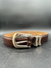 Onyx by Brighton Vintage Brown Leather Belt 34  19405 USA Silver Buckle