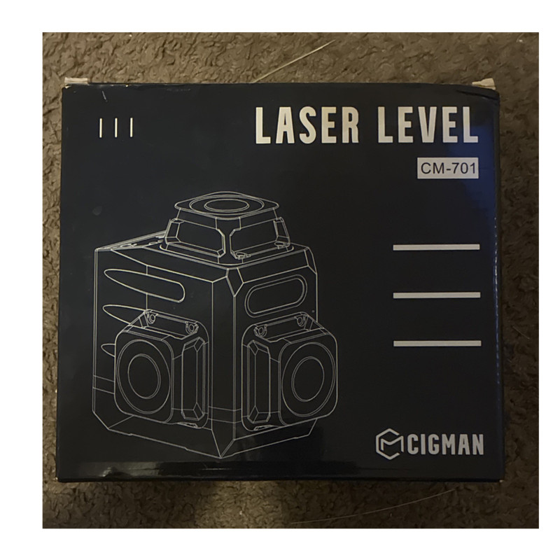 CIGMAN CM-701 Laser Level with Carrying Case, Black Plastic, 5 in Long