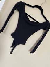 NWT Fashion Nova Black Long Sleeve Bodysuit Size XS