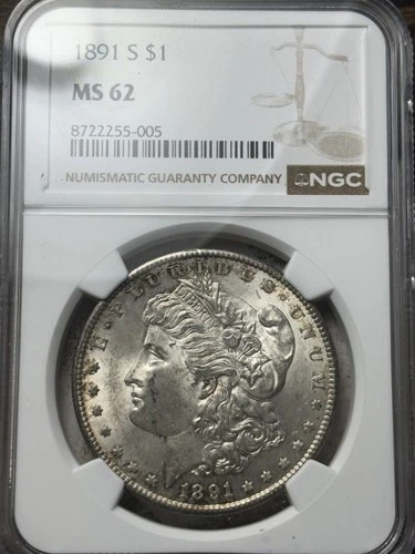 1891-S $1 NGC MS-62 Morgan Silver Dollar