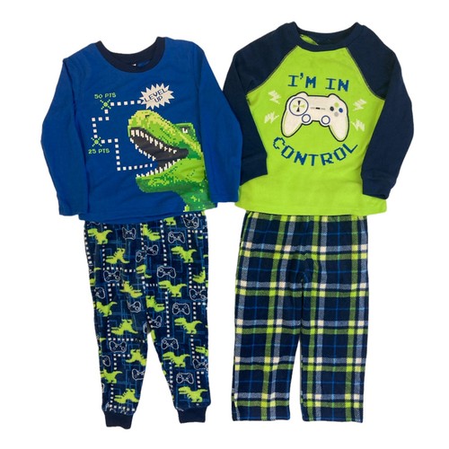 Member's Mark Boy's 4-Piece Long Sleeve & Pant Fleece Pajama Set
