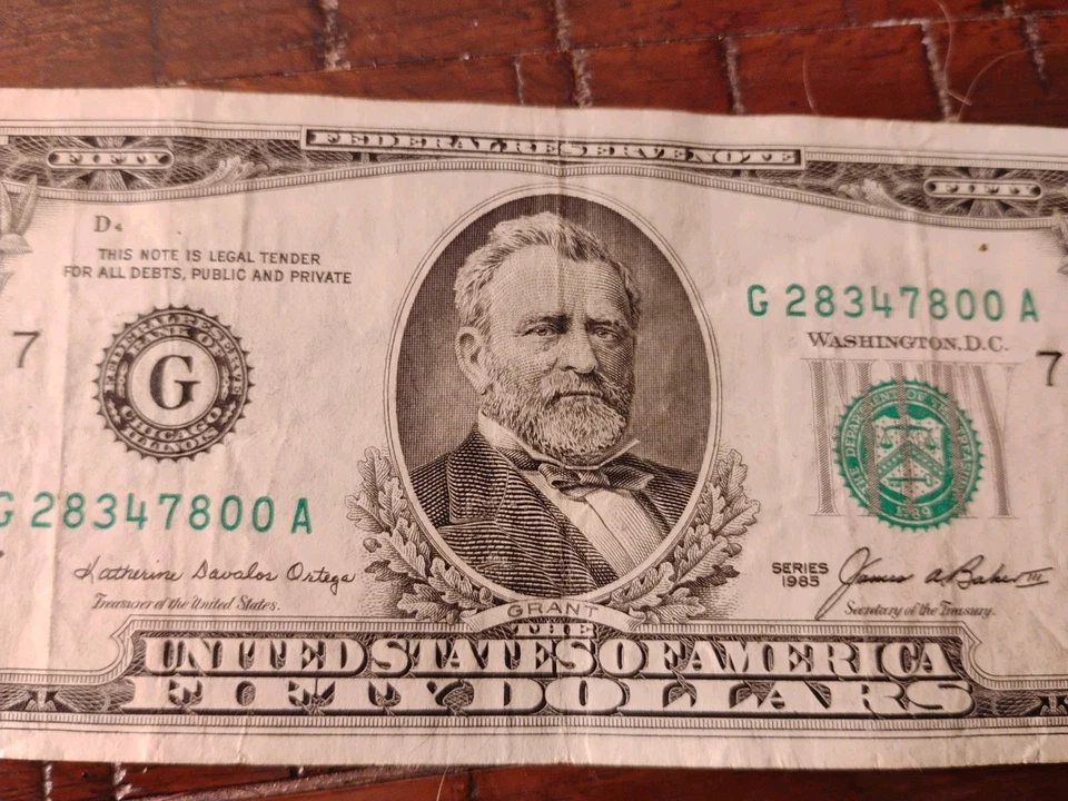 Circulated $50 Bill (Fifty Dollar Bill) - 1985 - Image 2 of 3