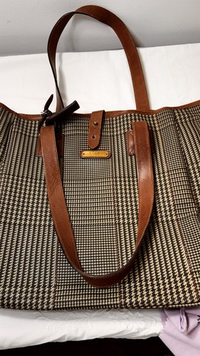 Ralph Lauren  POLO Leather Trim  Houndstooth Travel Bag.