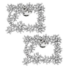 2pcs Rhinestone Shoe Clips Shoes Rectangular S Accessories for Women Silver Tone