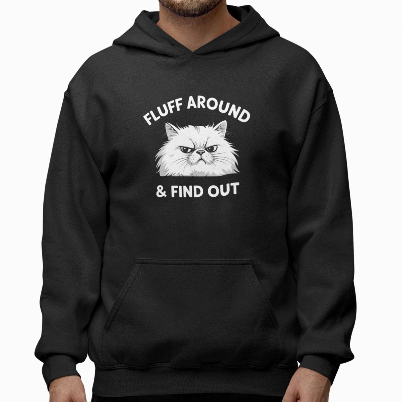 Fluff Around Find Out Cat Hoodie Funny Grumpy Cat Meme Pullover Unisex