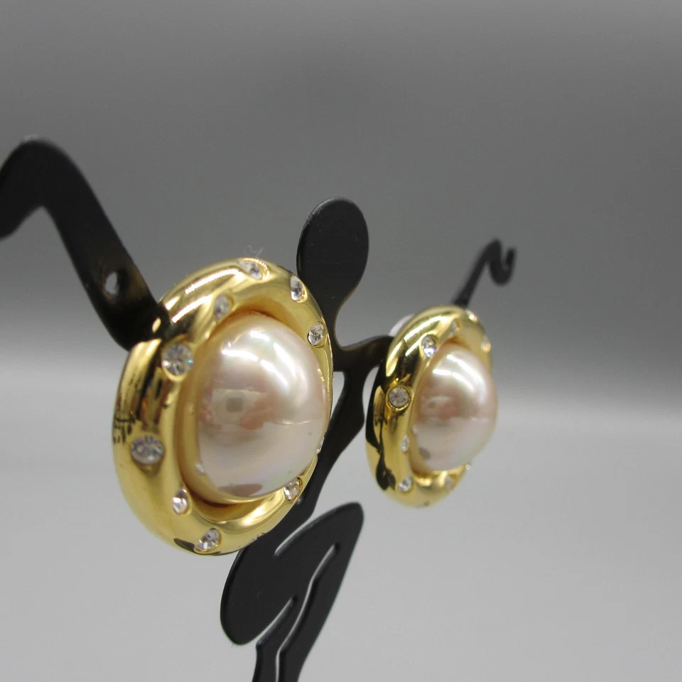 Pendientes Nolan Miller Perla Simulada Cristal Tono Dorado Poste para Orejas Perforadas Foto 4 de 4