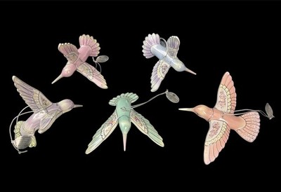 Lena Liu's Hummingbird Precious Jewels Blooming Lily Bradford Editions Set of 5