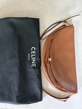 CELINE Halbmond Schultertasche Damen Leder Br...