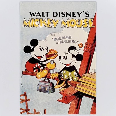 Building a Building Postcard Mickey Mouse Minnie Movie Poster Disney Clearance