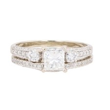 1.19ctw Diamond Solitaire with Accents Wedding Set Rings 14k White Gold Size 5.5