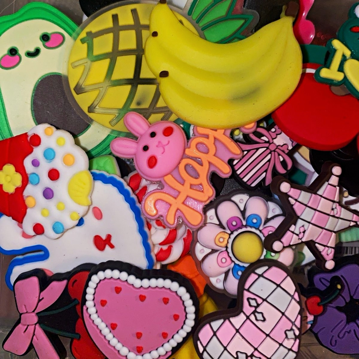 Multicolor Waterproof Shoe Charm Lot Frog Bunny Heart Fruit Rainbow Unisex Kids
