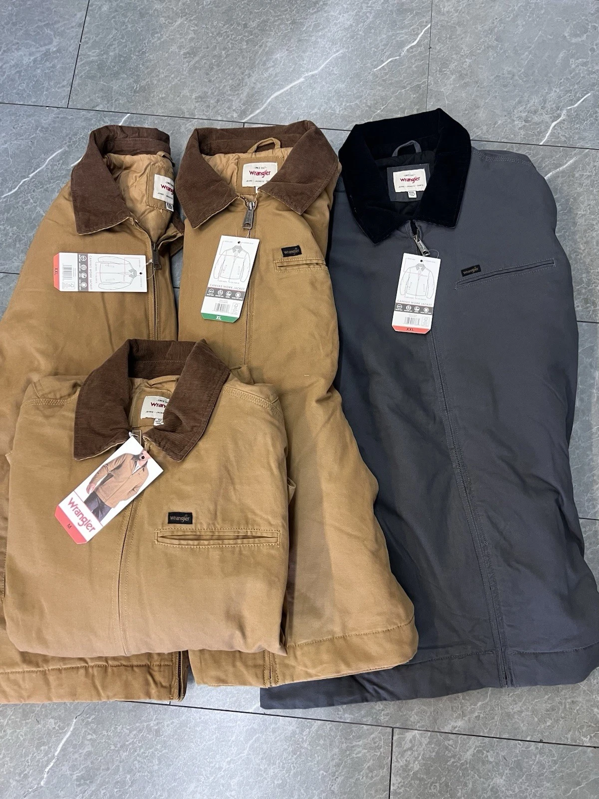 Wrangler Men’s M Canvas Work Jacket Insulated Quilted Lining Corduroy Collar