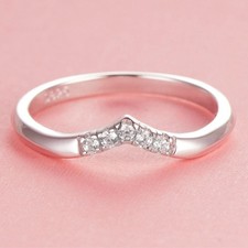 Ladies Solid Sterling 925 Silver Simulated Sapphire Wishbone Ring Size J to U