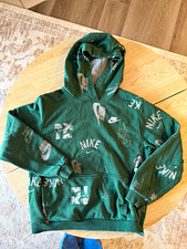 Nike Unisex Kids XL Green Logo Graphic Print Pullover Hoodie w/ Pockets