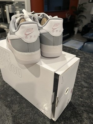Air Force 1 Custom Nike By You Custom Low Top Gray White Pink Lace Up Sneakers