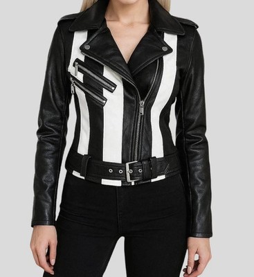 Stylish Jacket Motorcycle Women's Lambskin Leather Handmade Party Wear Jacket