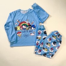 Hello Kitty Sanrio Pajama Set Size 10/12 Blue Rainbow Cartoon Sleepwear