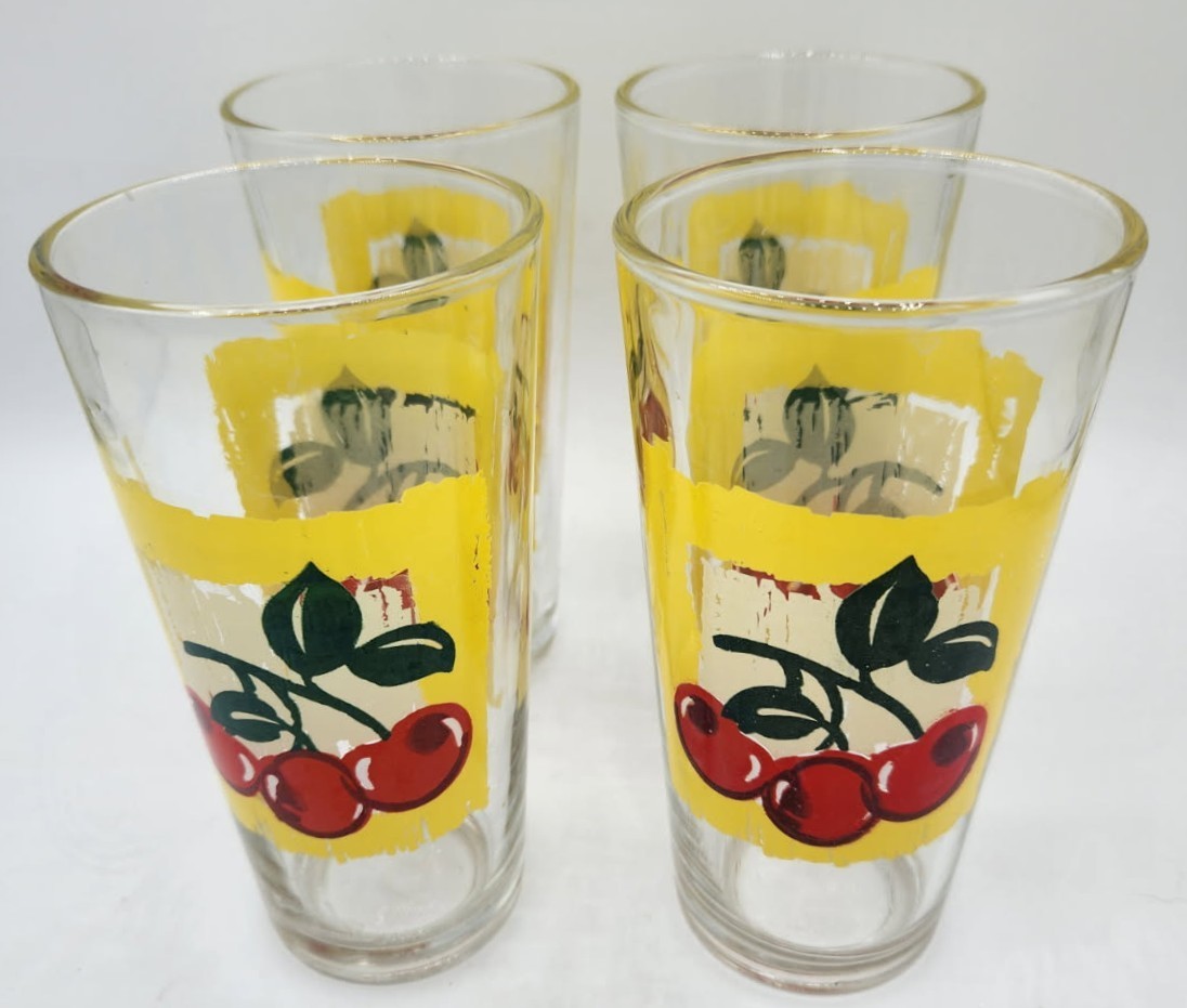 Vintage MCM KIG Indonesia Cherry glasses, set of 4