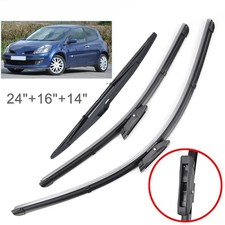 Front&Rear Windshield Wiper Blades Set for Renault Clio MK 3 Hatchback 2005-2012