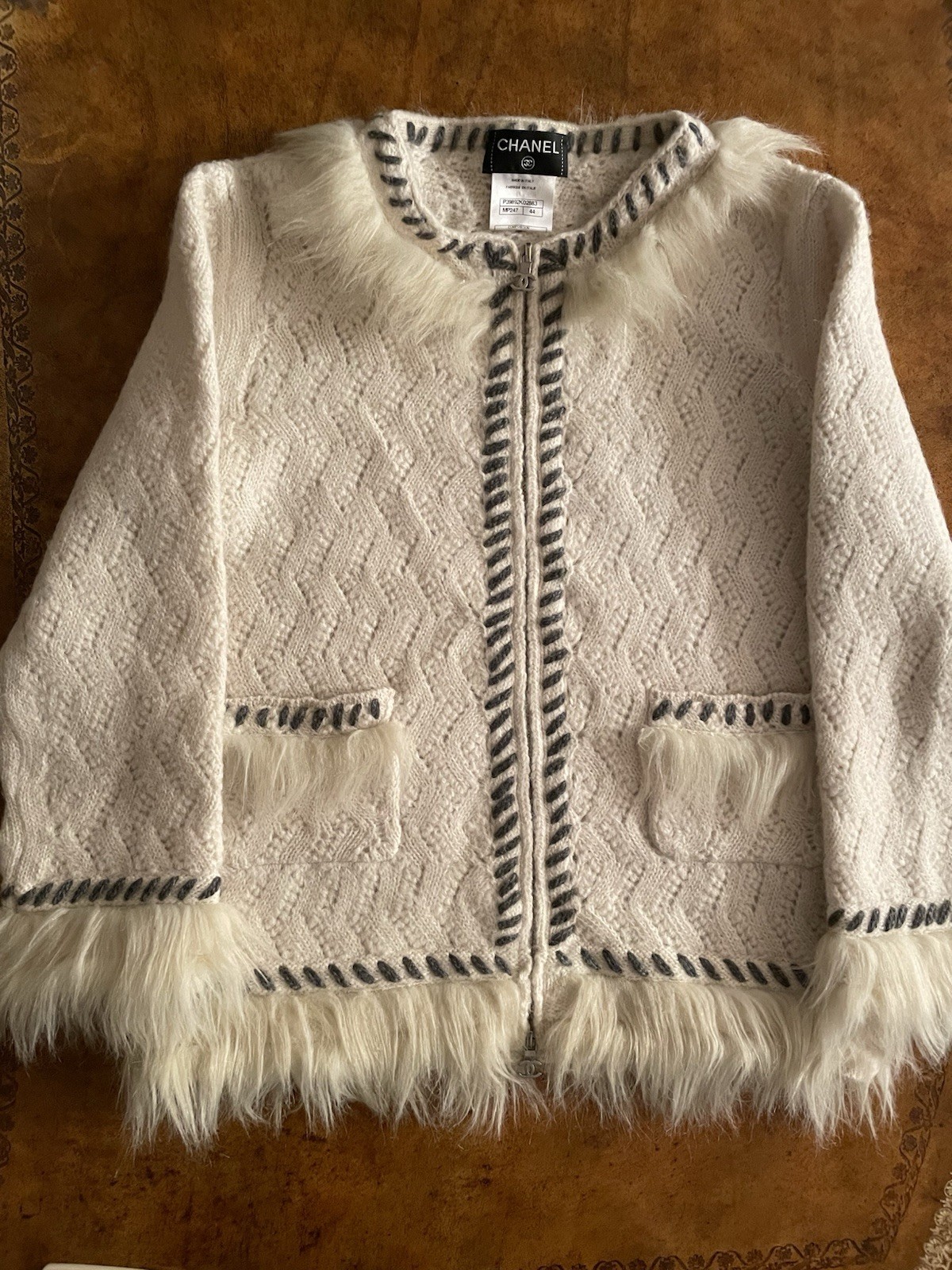 Chanel Ladies Cardigan Sweater with Zip, Size 44 image 3