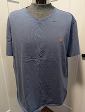 Polo Ralph Lauren T-Shirt V-Neck Blue Men's Size 2XL Orange Pony Logo