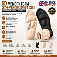 5D Memory Foam Orthopaedic Massage Insoles For Shoes Women Men UK Size 4-13
