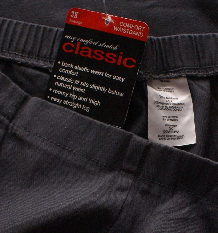 JMS Just My Size Classic Gray Pull On Stretch Straight Leg Pants, Women's 3X - Image 3 of 3