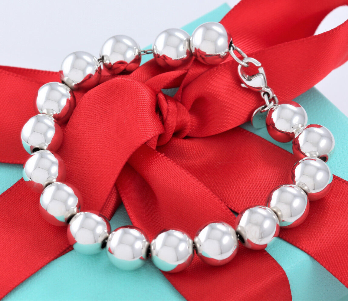 Tiffany Co Sterling Silver HardWear Ball 10mm Bead Bracelet