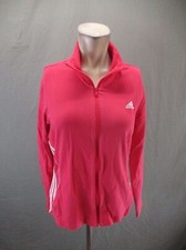 ADIDAS Size M Womens Red Cotton Blend Full Zip Stand Collar Athletic Jacket 499