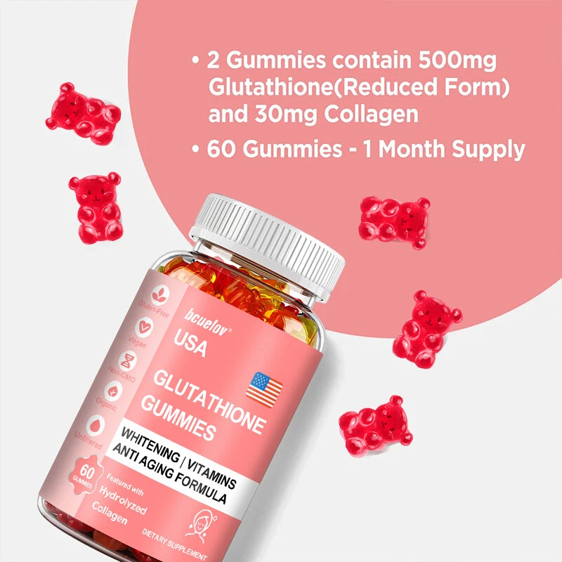 Glutathione Whitening Gummies Anti-Aging Skin Brightening Hair,Skin &Nail Health - Image 4 of 4