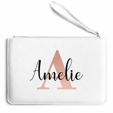 Womens Rose Gold Initial and Name Clutch Bag Personalised Christmas Gifts For