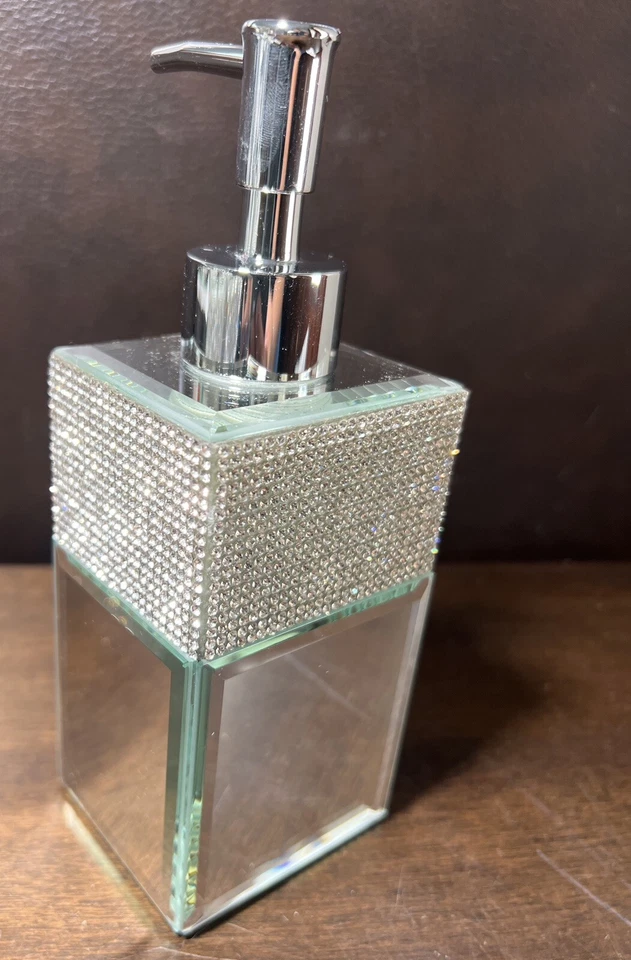 BELLA LUX ¡¡¡NUEVO!!! Bomba dispensadora de jabón plata estrás espejo vidrio ¡BRILLO! Foto 4 de 4