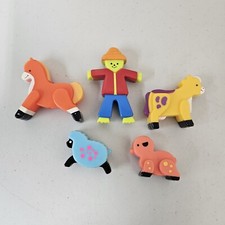 Vintage Lot 5 Fisher Price Baby Mobile Crib Replacement Toy Farm Animals 1970s