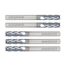 5 PCS 3/16" SHANK DIAMETER 4 FLUTE CARBIDE END MILL