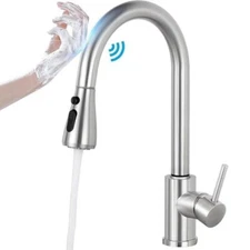 Sensor Touch on Kitchen Sink Faucet Stainless Steel High Arc 1 Hole Mixer Tap