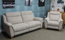 PARKER KNOLL MANHATTAN STATIC L2 SEATER SOFA+ ELECTRIC CHAIR DASH OATMEAL FABRIC