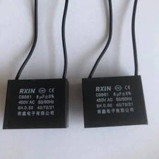 2PCS 450v 6uf CBB61 Ceiling Fan Motor Running Capacitor 2 Wire 50/60 Hz