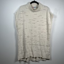 Free People Beach Open Knit Sweater Women's Size Medium Beige Tunic Sleeveless