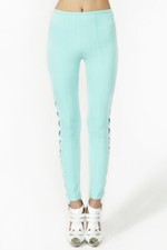 Nasty Gal Light Blue High Waisted Pants w/ Criss Cross Side Cutouts - Size XS