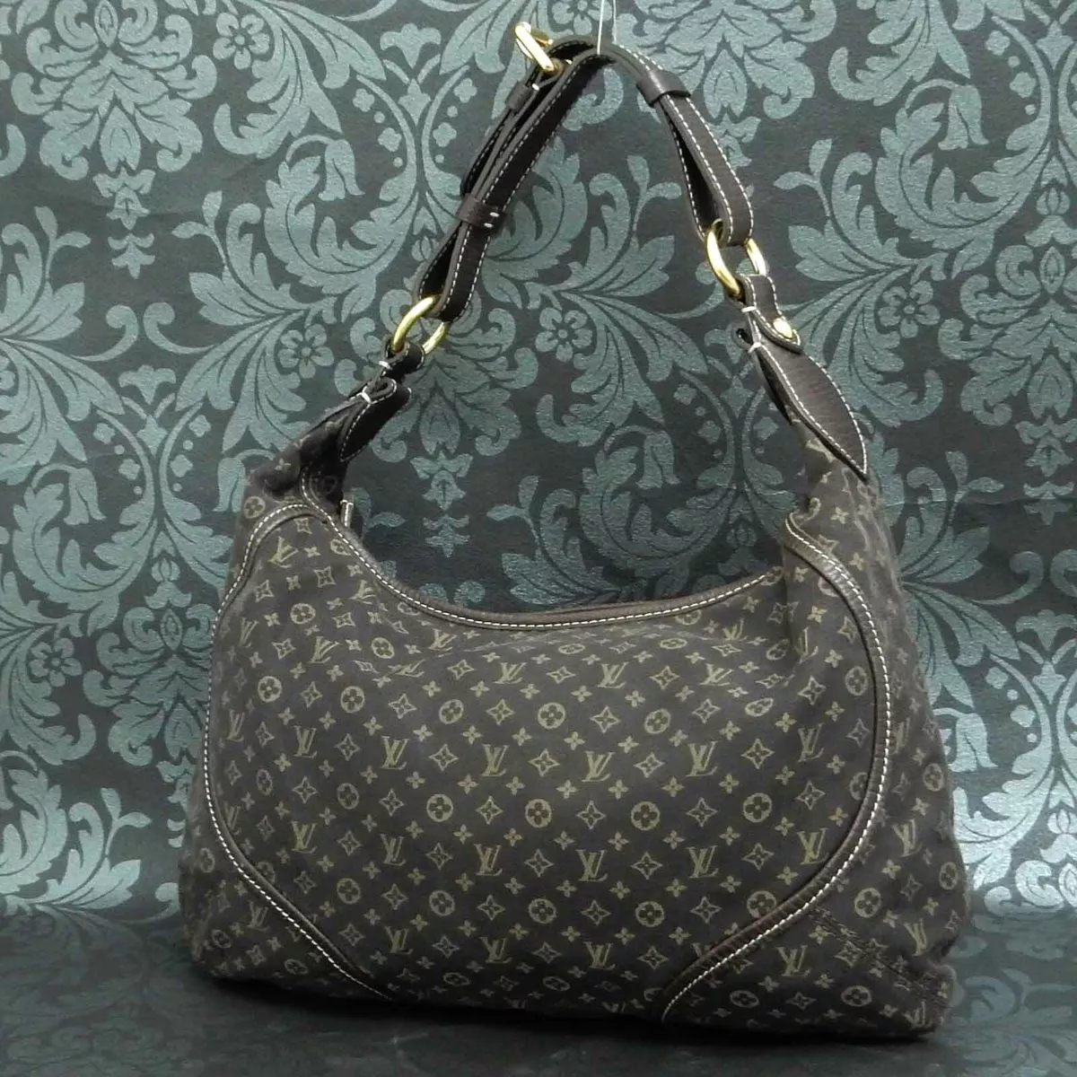 LOUIS VUITTON Monogram Mini Lin Canvas Manon MM Brown Shoulder Bag #1  Rise-on