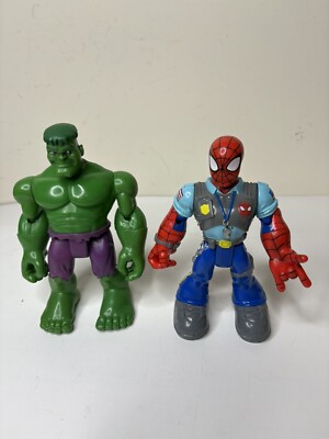 Lot of 2 Marvel Spider-Man and Friends Super Heroes Chunky 6.5 Inch Toy Biz Hulk