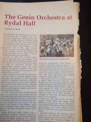 52605 ephemera 1991 Article Cumbria The Genin Orchestra Rydal Hall