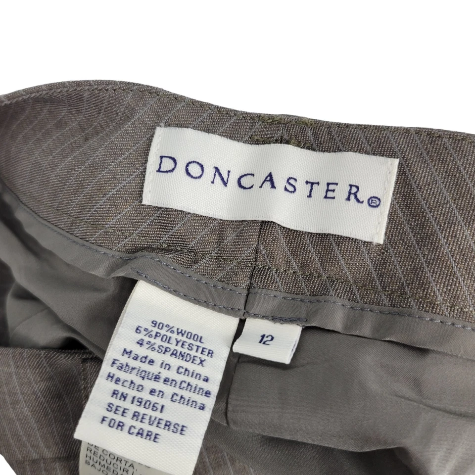 Women’s Doncaster Wool Blend Stretch Dress Pants Grey Straight Leg 12 Career - Image 2 of 3