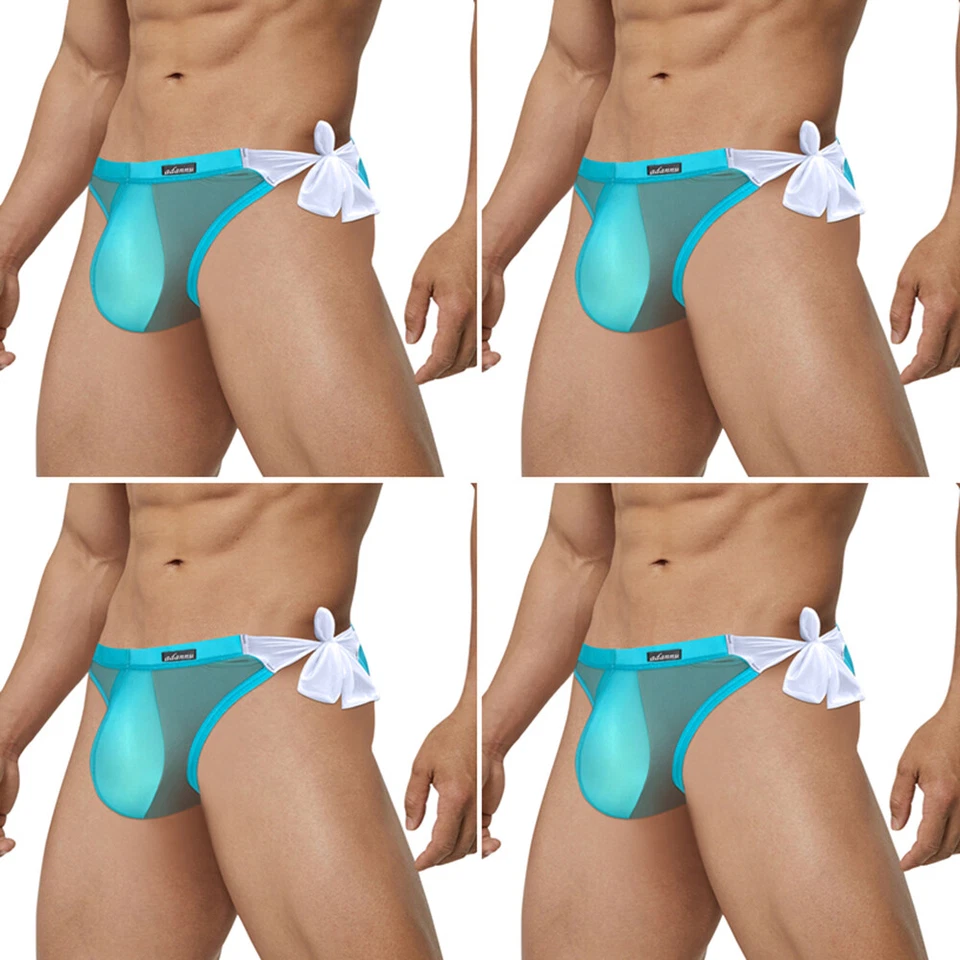 Paquete de 4 calzoncillos geniales de nailon de tiro bajo para hombre sexy bolsa de bikini bragas ropa interior Foto 2 de 4