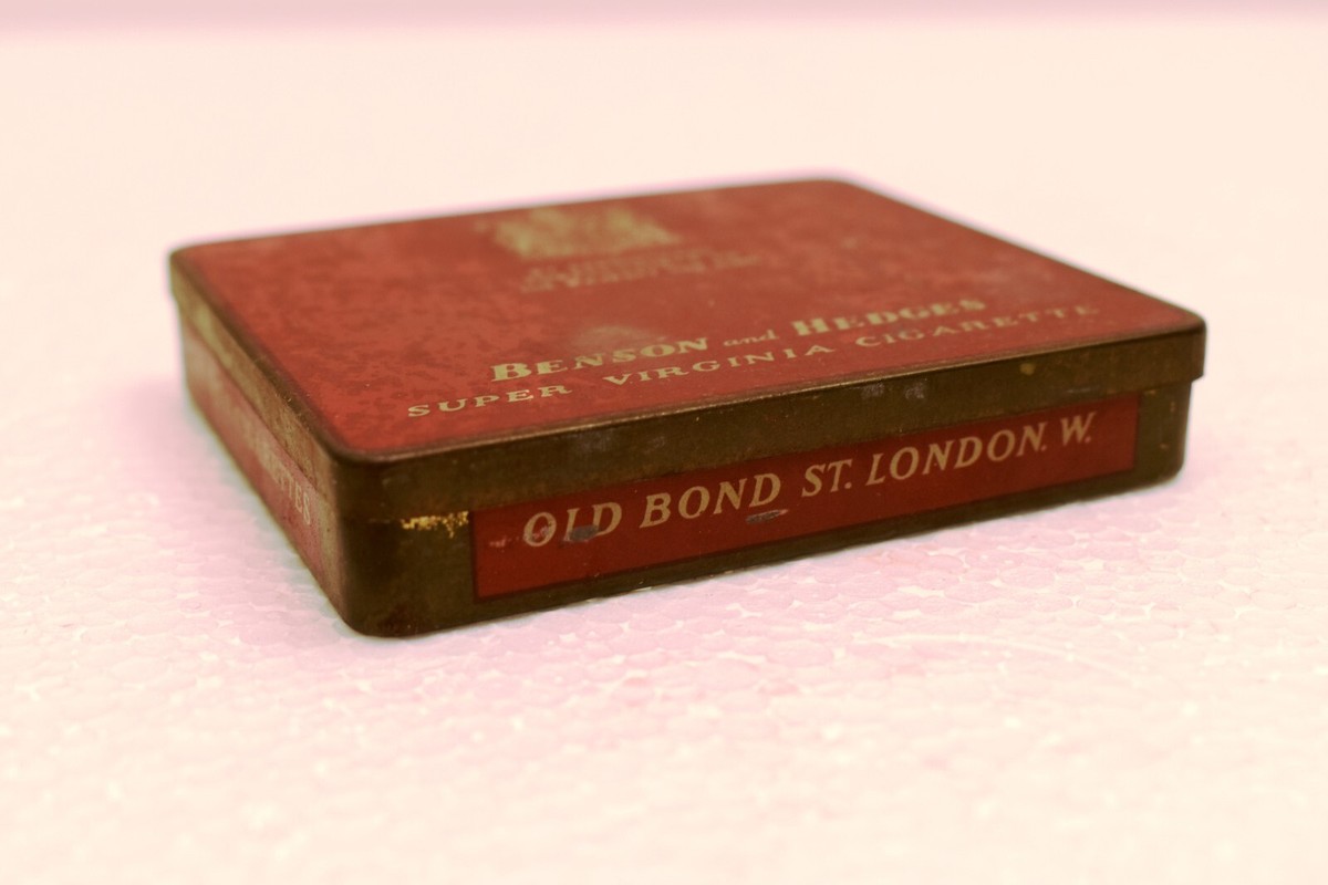 benson and hedges super virginia cigarette tin Vintage Benson & Hedges Advertising Tin Box Super Virginia Cigarette Old  Bond St