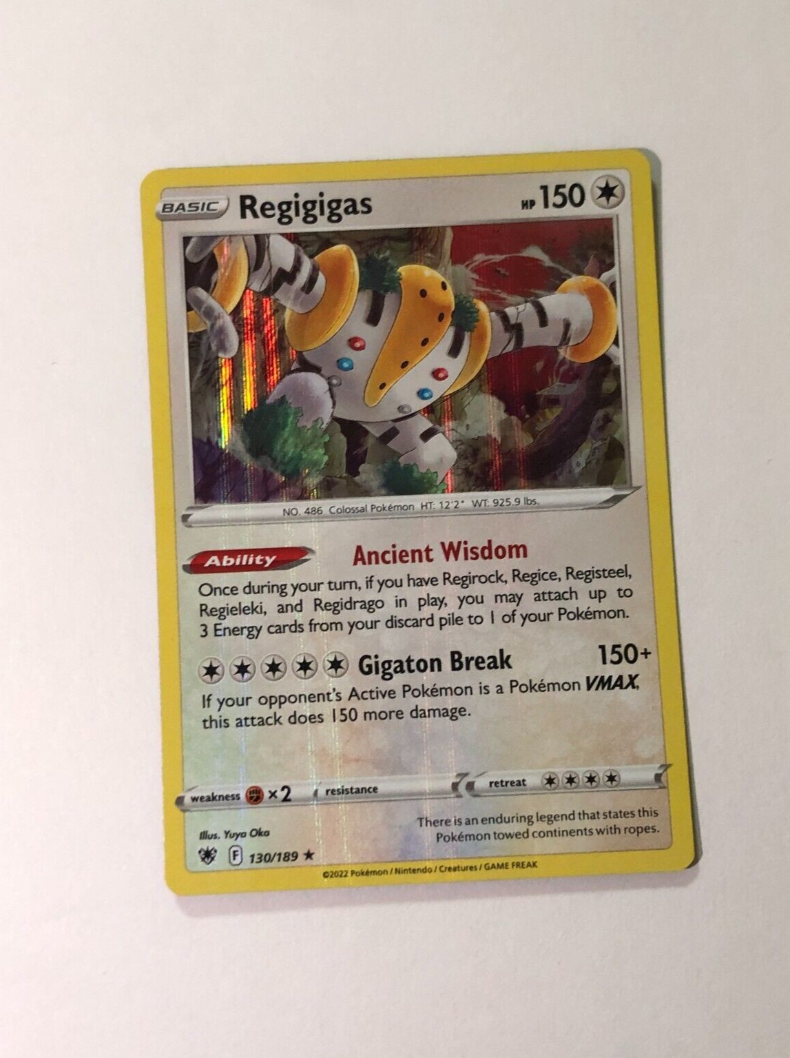 Pokemon Card Astral Radiance Holographic Bleed Error Regigigas 130/189 NM