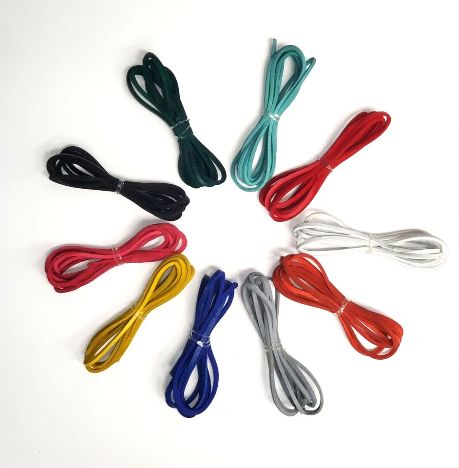 Cordón trenzado de cuero genuino de carretera 64" NEGRO Foto 2 de 2