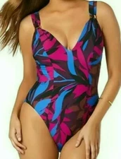 AMORESSA BY MIRACLESUIT GITANO RUMBA ONE-PIECE SWIMSUIT SIZE 8